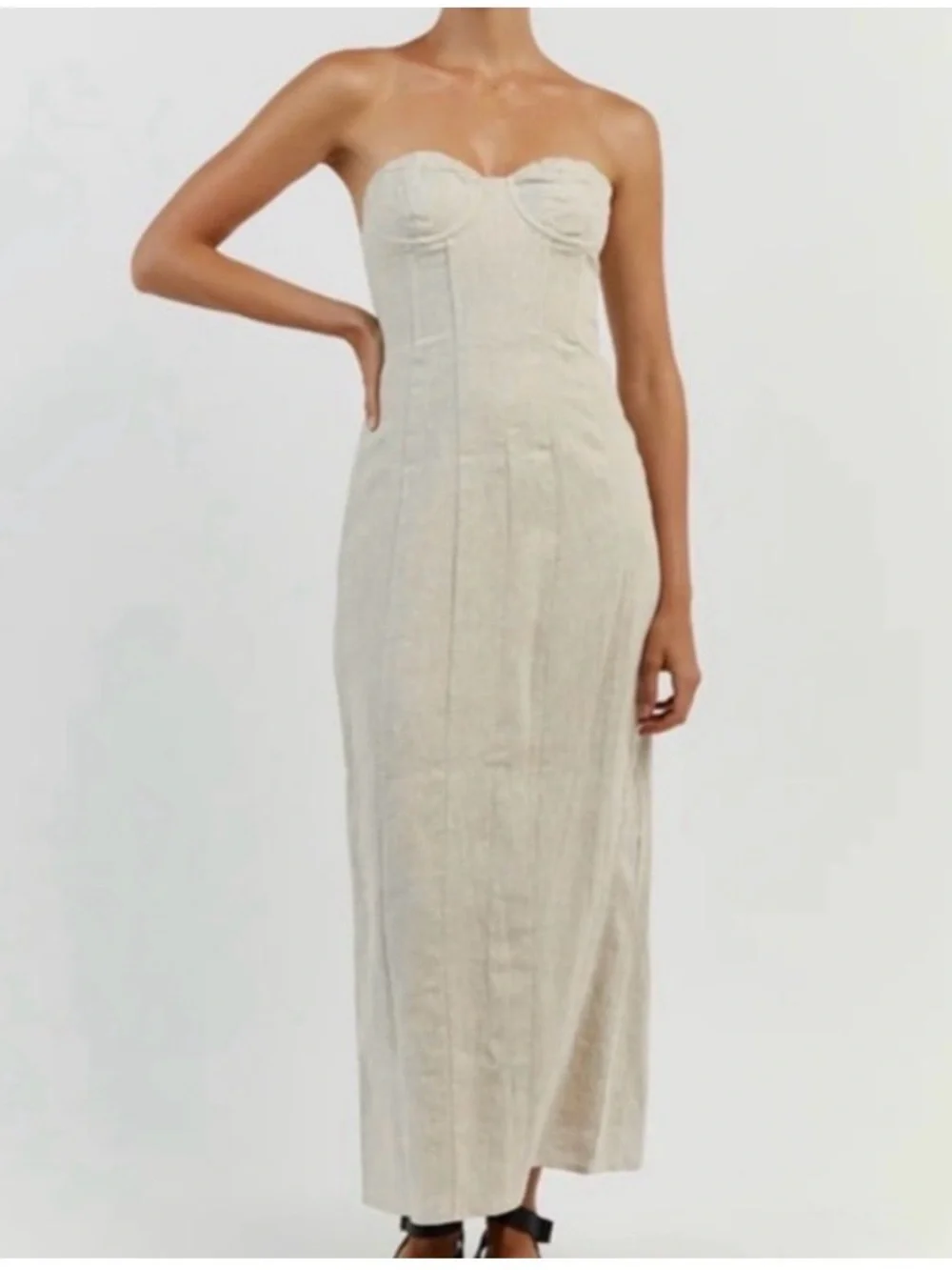 DISSH Natural Linen Strapless Bustier Maxi Dress - Picture 6 of 6